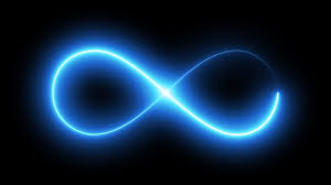Seamless loop animation. Infinity symbol. Neon glowing blue light on black  background. Eternity concept. Mathematical symbol stock video 1334907287